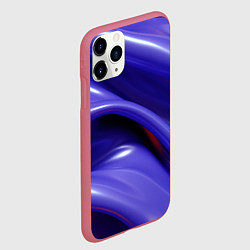 Чехол iPhone 11 Pro матовый Фиолетовые абстрактные волны, цвет: 3D-малиновый — фото 2