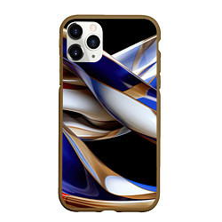 Чехол iPhone 11 Pro матовый Синие и белые волны абстракт, цвет: 3D-коричневый