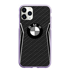 Чехол iPhone 11 Pro матовый BMW carbon sport, цвет: 3D-светло-сиреневый