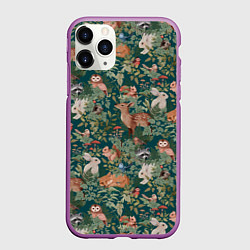 Чехол iPhone 11 Pro матовый Goblincore - лес зверей, цвет: 3D-фиолетовый