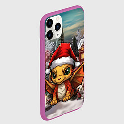 Чехол iPhone 11 Pro матовый Дракоша 2024 новогодний символ года, цвет: 3D-фиолетовый — фото 2