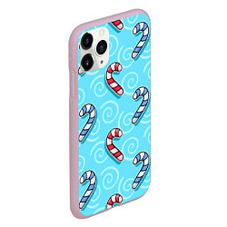 Чехол iPhone 11 Pro матовый Новогодний леденец трость, цвет: 3D-розовый — фото 2