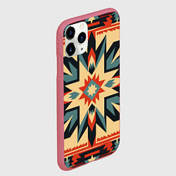 Чехол iPhone 11 Pro матовый Орнамент в стиле американских индейцев, цвет: 3D-малиновый — фото 2