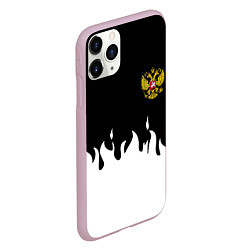 Чехол iPhone 11 Pro матовый Герб РФ огонь патриотический стиль, цвет: 3D-розовый — фото 2