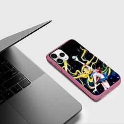 Чехол iPhone 11 Pro матовый Сейлор Мун - космос, цвет: 3D-малиновый — фото 2