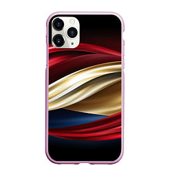 Чехол iPhone 11 Pro матовый Золотые и красные волны абстракции, цвет: 3D-розовый