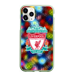 Чехол iPhone 11 Pro матовый Liverpool все logo неон, цвет: 3D-салатовый