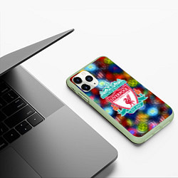 Чехол iPhone 11 Pro матовый Liverpool все logo неон, цвет: 3D-салатовый — фото 2