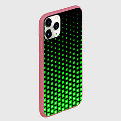 Чехол iPhone 11 Pro матовый Зелёные квадраты, цвет: 3D-малиновый — фото 2
