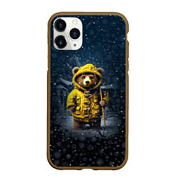Чехол iPhone 11 Pro матовый Медведь зимой, цвет: 3D-коричневый