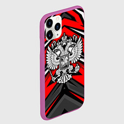 Чехол iPhone 11 Pro матовый Россия - красная геометрия, цвет: 3D-фиолетовый — фото 2