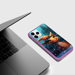 Чехол iPhone 11 Pro матовый Дракон под снегом, цвет: 3D-фиолетовый — фото 2
