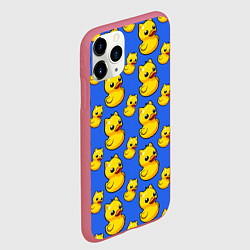 Чехол iPhone 11 Pro матовый Резиновые кото-уточки, цвет: 3D-малиновый — фото 2