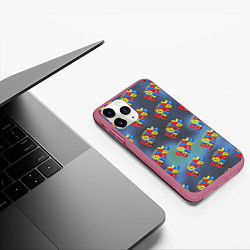 Чехол iPhone 11 Pro матовый The amazing digital circus pattern, цвет: 3D-малиновый — фото 2