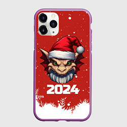 Чехол iPhone 11 Pro матовый 2024 год дракона, цвет: 3D-фиолетовый
