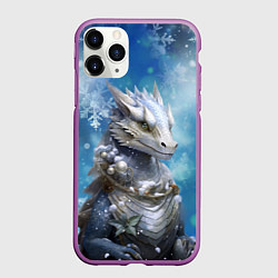Чехол iPhone 11 Pro матовый Зимний дракон, цвет: 3D-фиолетовый