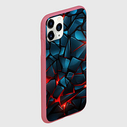 Чехол iPhone 11 Pro матовый Синие плиты с красным разломом, цвет: 3D-малиновый — фото 2