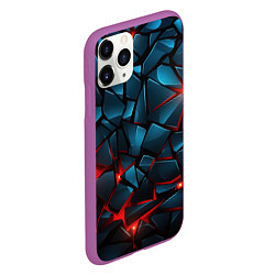 Чехол iPhone 11 Pro матовый Синие плиты с красным разломом, цвет: 3D-фиолетовый — фото 2