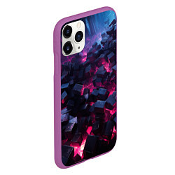 Чехол iPhone 11 Pro матовый Фиолетовые кубы в фиолетовом дыме, цвет: 3D-фиолетовый — фото 2