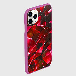 Чехол iPhone 11 Pro матовый Красное разбитое стекло, цвет: 3D-фиолетовый — фото 2