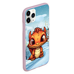 Чехол iPhone 11 Pro матовый Милый рыжий дракоша, цвет: 3D-розовый — фото 2