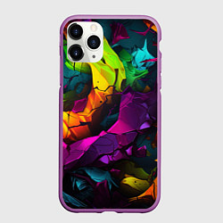 Чехол iPhone 11 Pro матовый Яркие разноцветные краски, цвет: 3D-фиолетовый