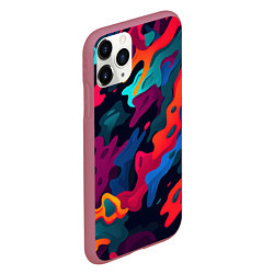 Чехол iPhone 11 Pro матовый Яркая абстракция в виде камуфляжа, цвет: 3D-малиновый — фото 2