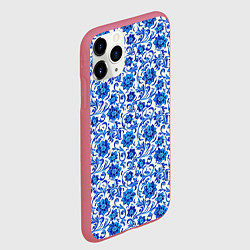 Чехол iPhone 11 Pro матовый Гжель классика, цвет: 3D-малиновый — фото 2
