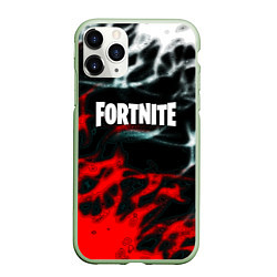 Чехол iPhone 11 Pro матовый Fortnite flame abstract, цвет: 3D-салатовый