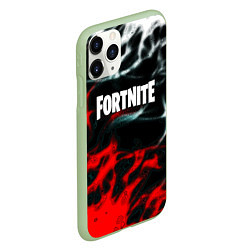 Чехол iPhone 11 Pro матовый Fortnite flame abstract, цвет: 3D-салатовый — фото 2