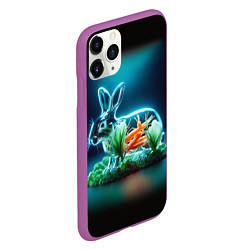 Чехол iPhone 11 Pro матовый Прозрачный стеклянный кролик с овощами, цвет: 3D-фиолетовый — фото 2