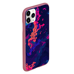 Чехол iPhone 11 Pro матовый Яркая абстракция в стиле камуфляжа, цвет: 3D-малиновый — фото 2