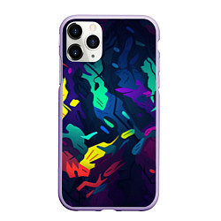 Чехол iPhone 11 Pro матовый Яркая абстракция в стиле камуфляжа, цвет: 3D-светло-сиреневый