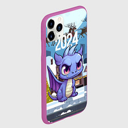 Чехол iPhone 11 Pro матовый Фиолетовый новогодний дракоша, цвет: 3D-фиолетовый — фото 2