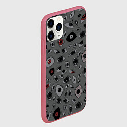 Чехол iPhone 11 Pro матовый Серый цвет: глазики-косоглазики, цвет: 3D-малиновый — фото 2