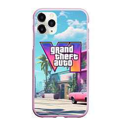 Чехол iPhone 11 Pro матовый GTA 6 Vice city, цвет: 3D-розовый
