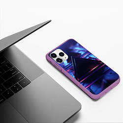 Чехол iPhone 11 Pro матовый Неоновый абстрактный треугольник, цвет: 3D-фиолетовый — фото 2