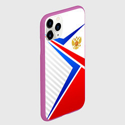 Чехол iPhone 11 Pro матовый Герб РФ - классические цвета флага, цвет: 3D-фиолетовый — фото 2