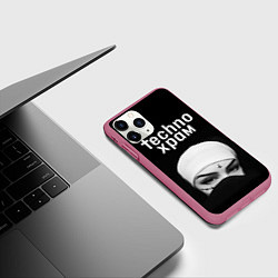 Чехол iPhone 11 Pro матовый Techno храм монашка в маске, цвет: 3D-малиновый — фото 2