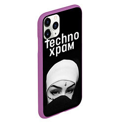 Чехол iPhone 11 Pro матовый Techno храм монашка в маске, цвет: 3D-фиолетовый — фото 2