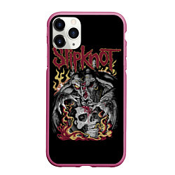 Чехол iPhone 11 Pro матовый Slipknot - злодей, цвет: 3D-малиновый