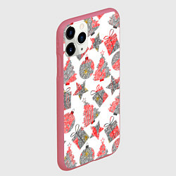 Чехол iPhone 11 Pro матовый Праздничные узоры подарки, цвет: 3D-малиновый — фото 2