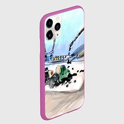 Чехол iPhone 11 Pro матовый Капли и портрет тушью, цвет: 3D-фиолетовый — фото 2
