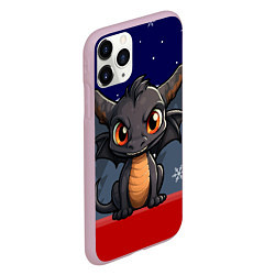 Чехол iPhone 11 Pro матовый Черный дракон 2024, цвет: 3D-розовый — фото 2