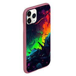 Чехол iPhone 11 Pro матовый Яркие пятна абстракции, цвет: 3D-малиновый — фото 2