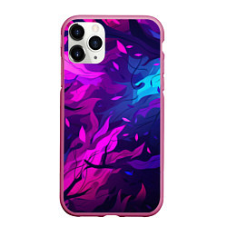 Чехол iPhone 11 Pro матовый Фиолетовые яркие лепестки, цвет: 3D-малиновый