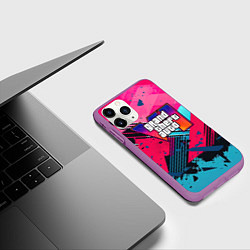 Чехол iPhone 11 Pro матовый Gta 6 abstract logo style, цвет: 3D-фиолетовый — фото 2