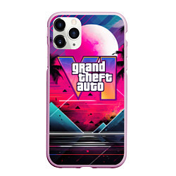 Чехол iPhone 11 Pro матовый GTA 80s style, цвет: 3D-розовый