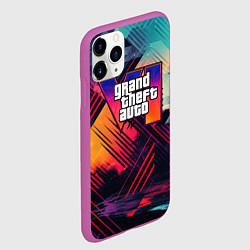 Чехол iPhone 11 Pro матовый GTA 6 abstract logo, цвет: 3D-фиолетовый — фото 2