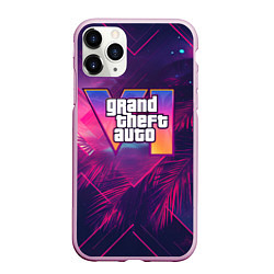 Чехол iPhone 11 Pro матовый GTA 6 summer logo, цвет: 3D-розовый